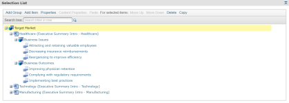 Example of a selection list